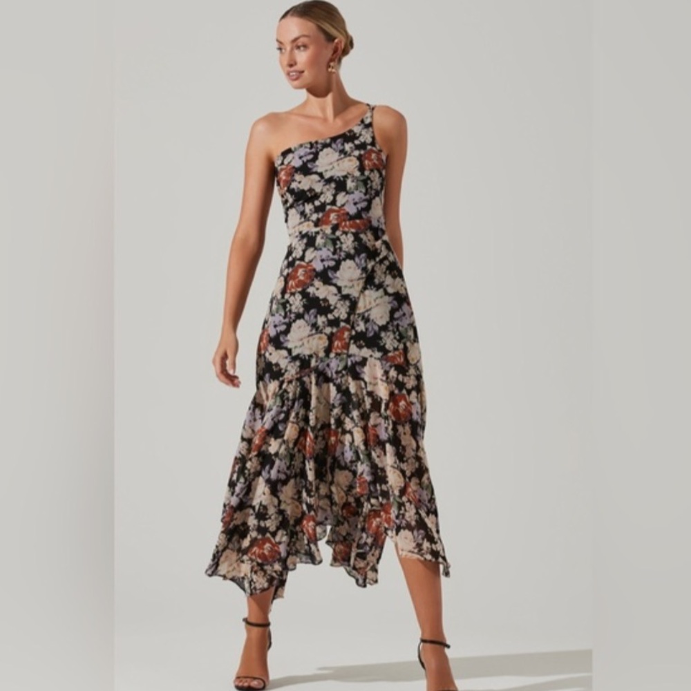 Floral Black and Cream Dress